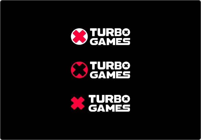 Turbo Games logo on black background — correct usage
