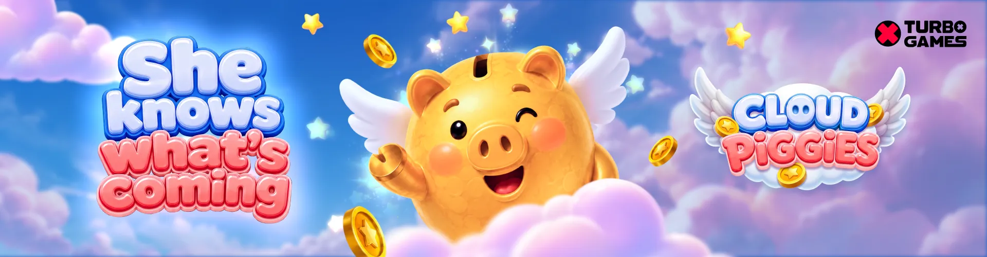 Announcing Cloud Piggies — One Tap, Up to ×96 — Turbo Games editorial banner
