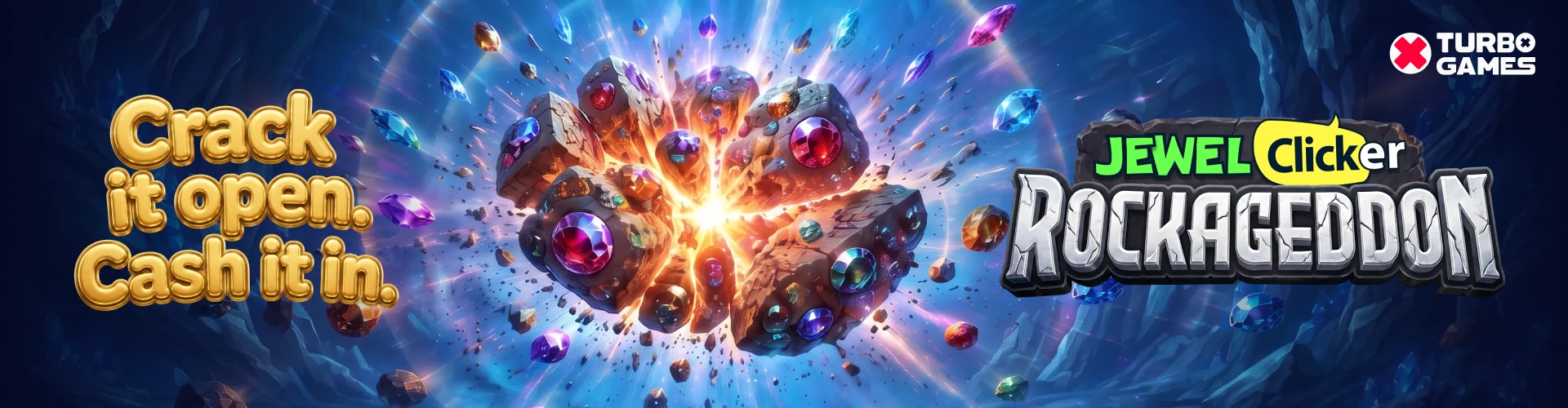 Announcing Jewel Clicker: Rockageddon — Every Tap Is a Bet — Turbo Games editorial banner