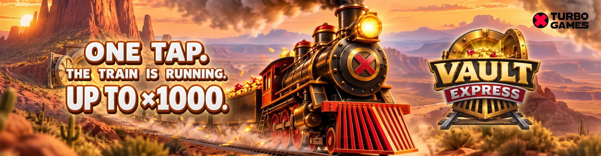 Announcing Vault Express — One Tap, and the Train Is Running — Turbo Games editorial banner