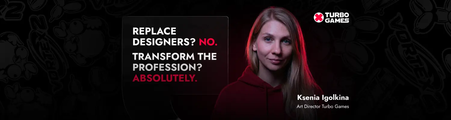 Art director, Ksenia — about AI — Turbo Games editorial banner